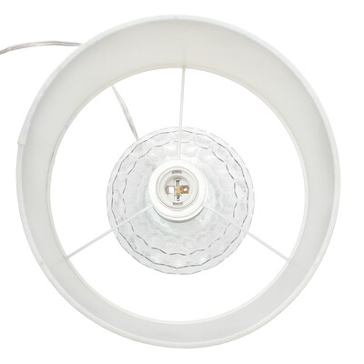 Lalia Home 17.75" Contemporary Engraved Honeycomb Glass Table Desk Lamp with White Fabric Shade, Clear (LHT-3003-CL)