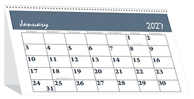 2027 House of Doolittle Bar Harbor 8.5 x 4 Monthly Desk Calendar, Blue (3679-27)