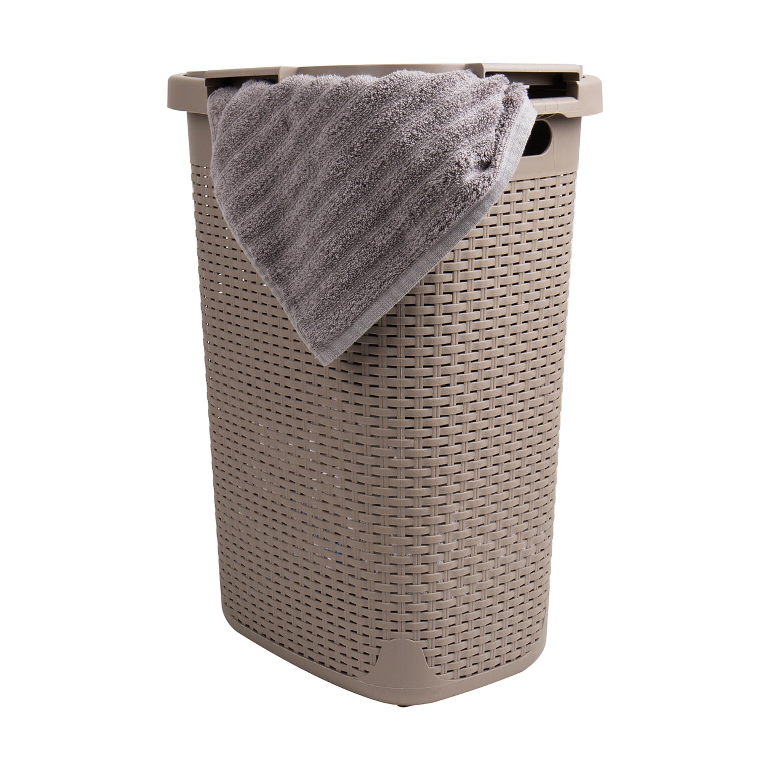Mind Reader Plastic Laundry Hamper with Lid, Brown Metallic (60HAMP-BRNM)