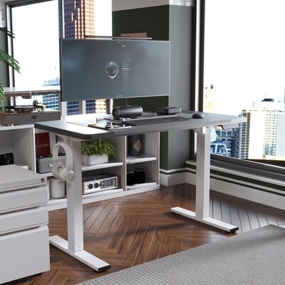 FlexiSpot E2 48''W Electric Adjustable Standing Desk, Black/White (E2W4824B)