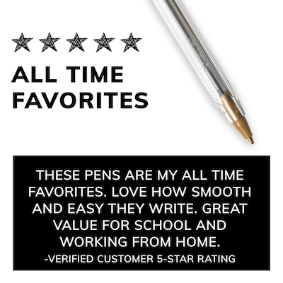 BIC Cristal Xtra Smooth Ballpoint Pens, Medium Point, 0.1mm, Black Ink, Dozen (MS11-BLK)