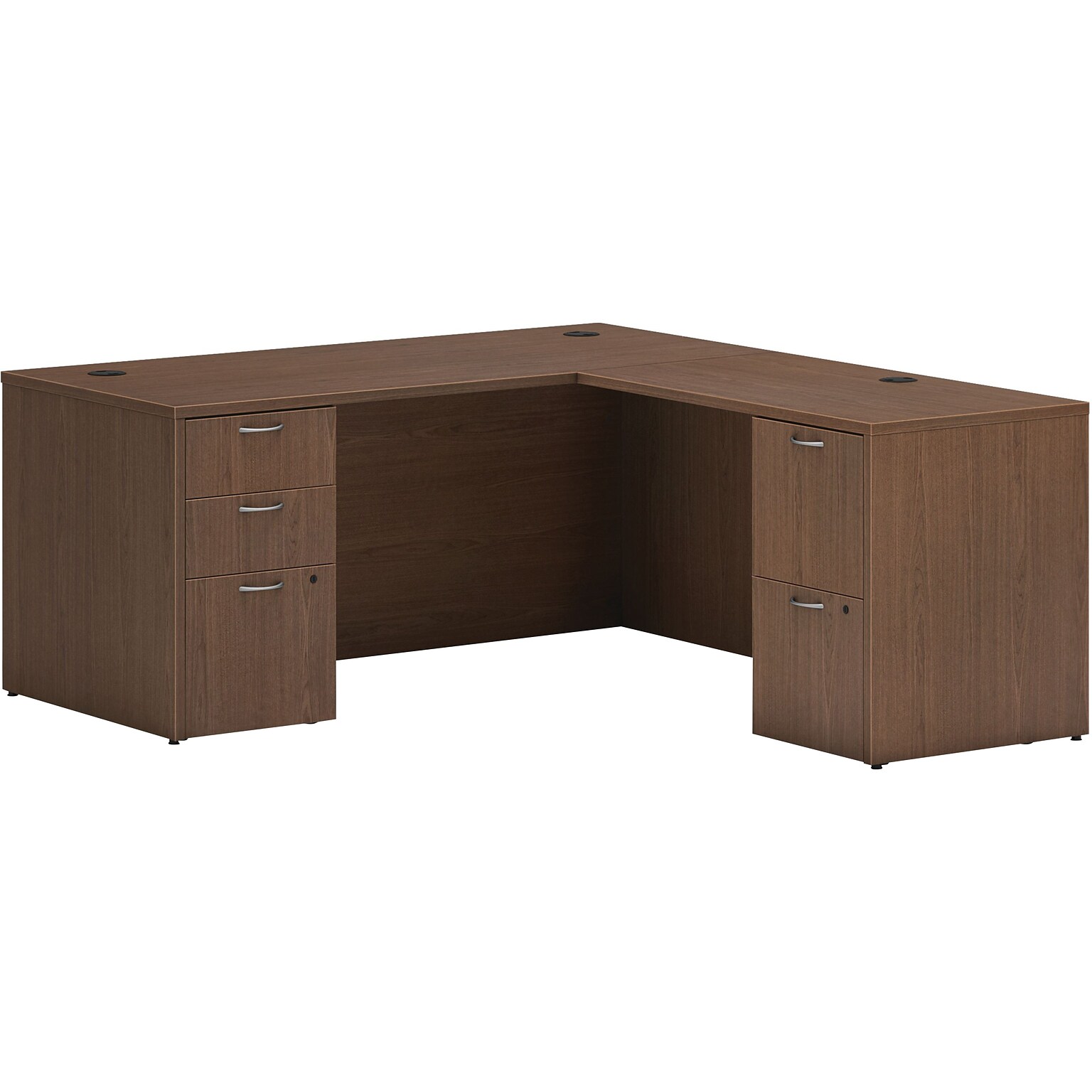 HON Mod 66W L-Shaped Double-Pedestal Desk, Sepia Walnut (HLPL6672LDESKSE1)