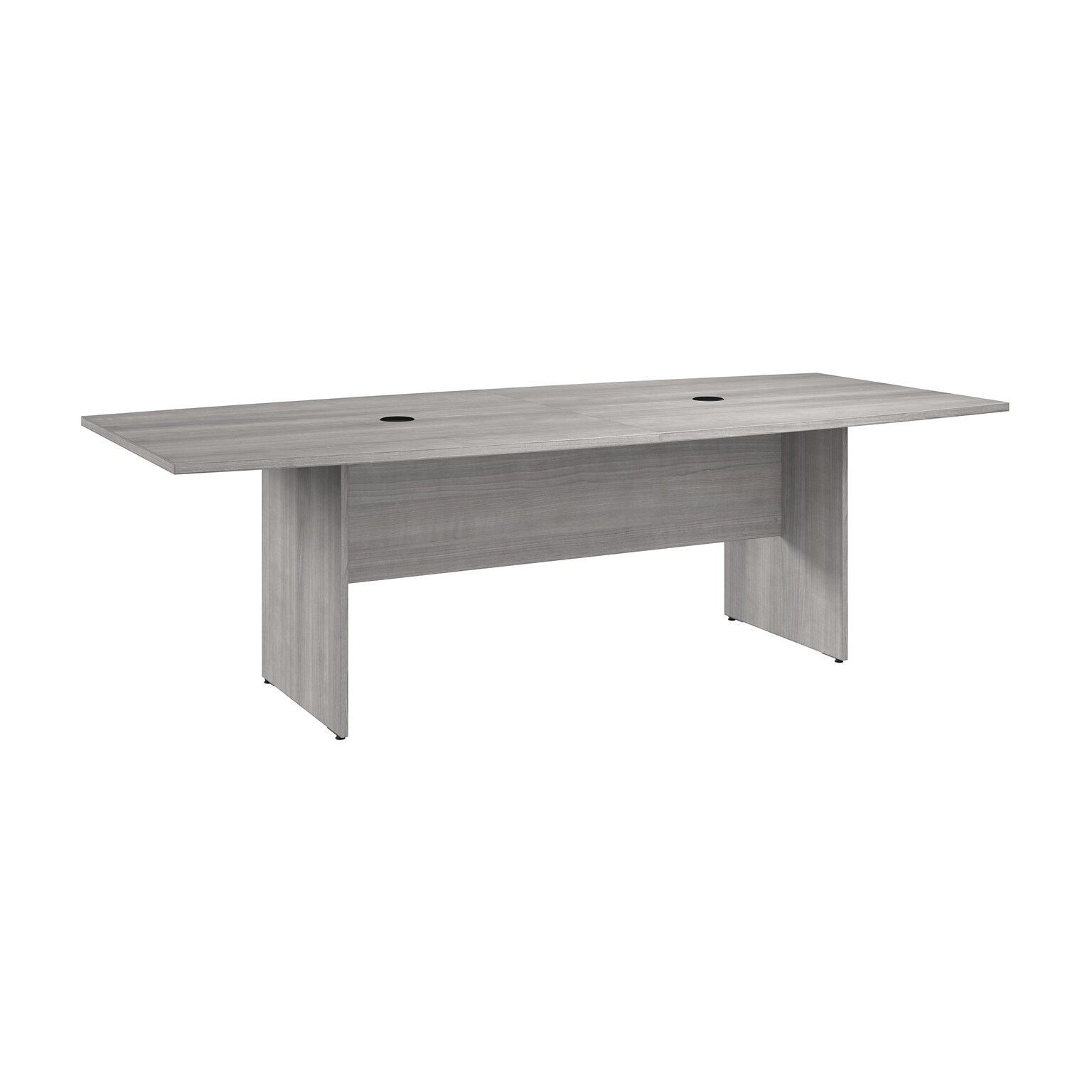 Bush Business Furniture 96W x 42D Boat Shaped Conference Table with Wood Base, Platinum Gray (99TB9642PGK)