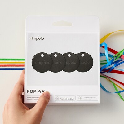 Chipolo POP Bluetooth Tracker, Black, 4/Pack (RWS.0000007)