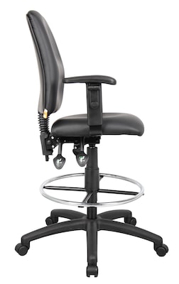 Boss® Multi-Function LeatherPlus Drafting Stool with Adjustable Arms