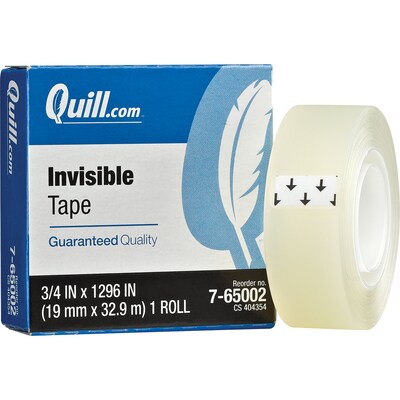 Quill Brand® Invisible Tape, 3/4" x 36 yds.,10 Rolls (CD765IPK10)