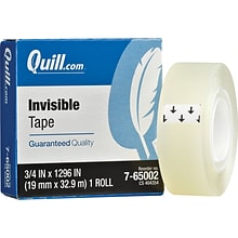 Quill Brand® Invisible Tape, 3/4 x 36 yds., 16 Rolls (CD765IPK16)