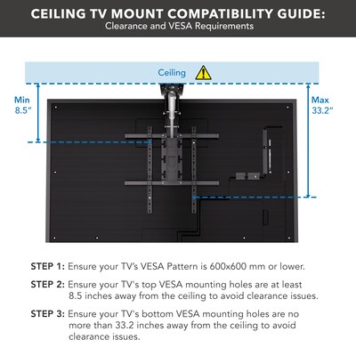 Mount-It! Motorized Ceiling TV Mount, 88 lbs. Max., Black (MI-4226BLK)
