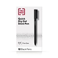 TRU RED™ Quick Dry Gel Pens, Fine Point, 0.5mm, Black, Dozen (TR54471)