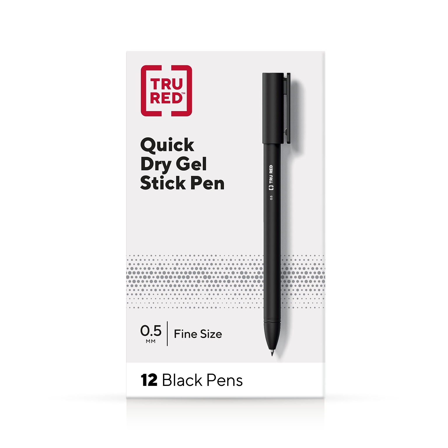 TRU RED™ Quick Dry Gel Pens, Fine Point, 0.5mm, Black, Dozen (TR54471)