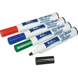 Quill Brand® Dry Erase Markers, Chisel Point, Assorted Colors, 4-Color Set (787136)