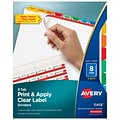 Avery Index Maker Print & Apply Label Dividers, 8-Tab, Multicolor, 5/Pack (11419)