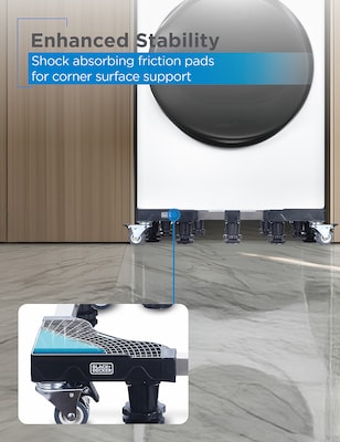 Black + Decker Multi-Functional Mobile Base Stand with 4 Locking Caster Wheels, Black (BWS24)