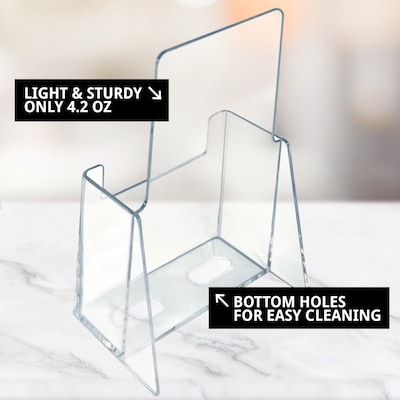 Azar Broshure Holder, 4.125" x 7.25", Vertical Freestanding, Clear Acrylic, 50/Pack (252012-50PK)