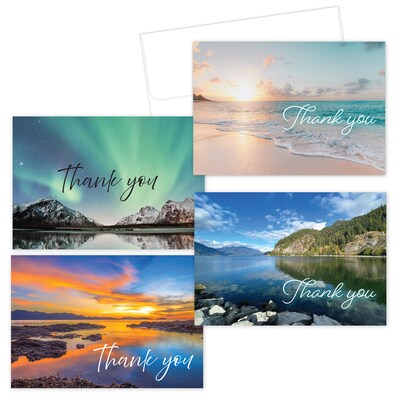 Great Papers Scenic Water Collection General Use Thank You Notecard Kits, Multicolored, 20/Pack (2025024)