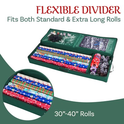 Elf Stor Wrapping Paper Storage with Lid, Oxford Canvas, Green (83-DT5528)