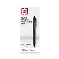 TRU RED Retractable Quick Dry Gel Pens, Medium Point, 0.7mm, Black, Dozen (TR54498)