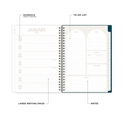 2027 Blue Sky Life-Note It Dania Dark 5.875 x 8.625 Calendar Year Weekly & Monthly Planner, Plastic Cover (139478-27)