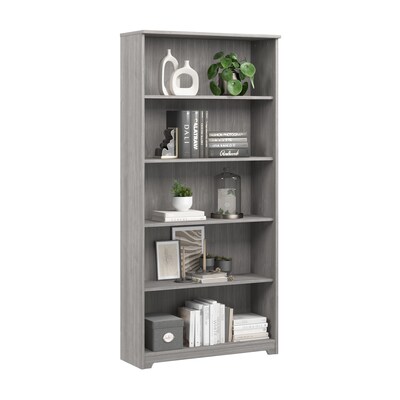 Bush Furniture Cabot Tall 66H 5-Shelf Bookcase with Adjustable Shelves, Modern Gray (WC31366)