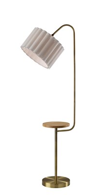 Adesso Caldwell 62H Antique Brass Floor Lamp with White Linen Shade (4229-21)