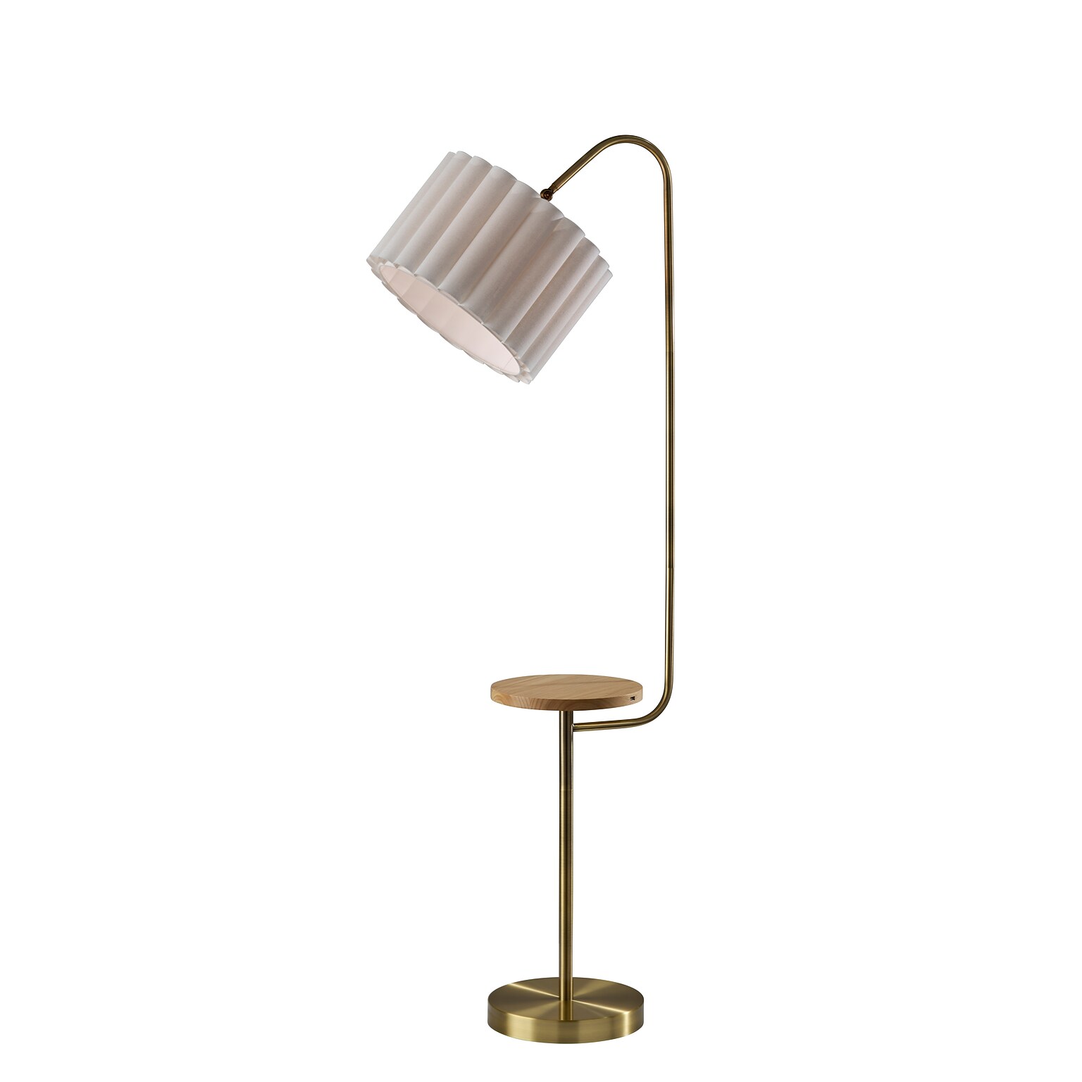 Adesso Caldwell 62H Antique Brass Floor Lamp with White Linen Shade (4229-21)