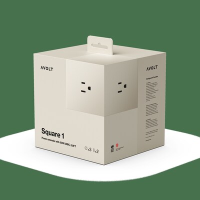 AVOLT Square 1 5.9 3-Outlet Power Extender with USB-C, Nomad Sand (SQ1-NABC30-18BE)