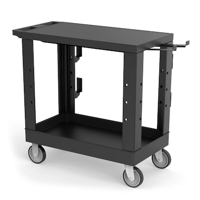 Luxor WORKLOAD 2-Shelf Industrial Utility Cart with Ladder Holder, Black (EC21-NDUST-B)