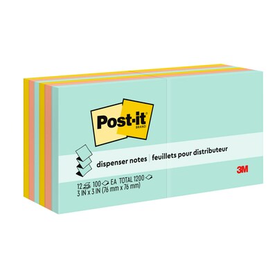 Post-it Pop-up Notes, 3 x 3, Beachside Café Collection, 100 Sheets/Pad, 12 Pads/Pack (R330-12AP)