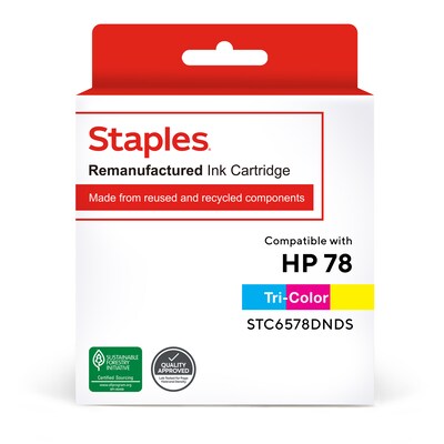 Staples Remanufactured Tri-Color Standard Yield Ink Cartridge Replacement for HP 78 (TRC6578DNDS/STC6578DNDS)