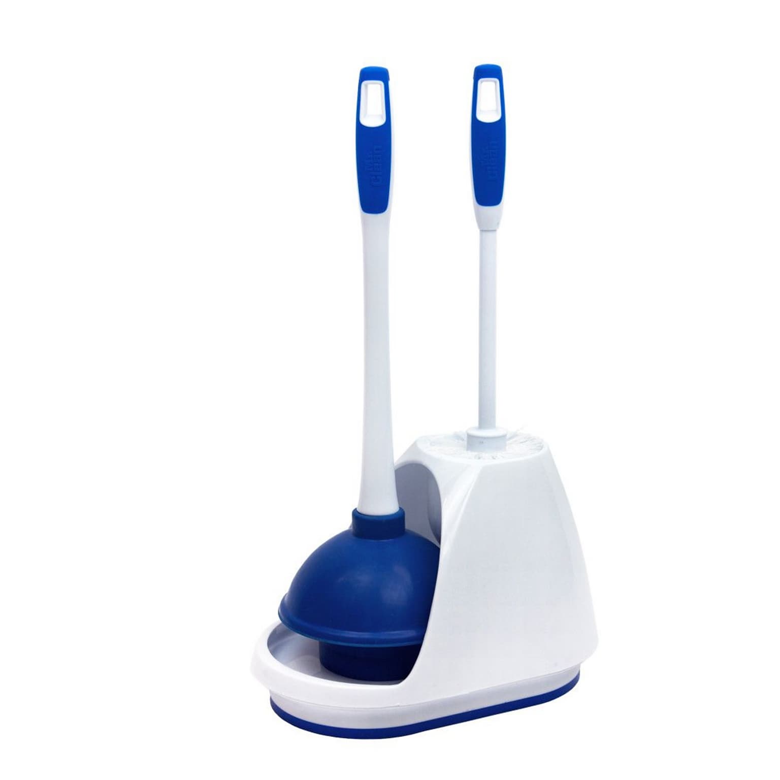 Mr. Clean Plastic Toilet Brush & Plunger With Caddy, White/Blue (440436)
