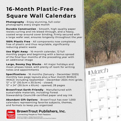 2025 BrownTrout Wisconsin Wild & Scenic 12" x 12" Monthly Square Wall Calendar (9781975475956)