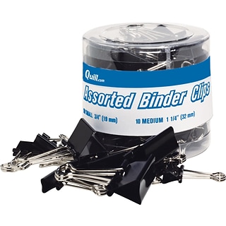 Quill Brand® Assorted Small/Medium Binder Clips, Black, 60/Pack (11508QL)