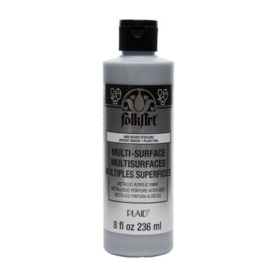 FolkArt Acrylic Paint Metallic, 8oz., Silver Sterling, 3/Pack(FLK4695-3)