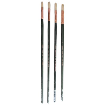 Silver Brush Natural Hog Bristle, Filbert Brushes, 4/Pack (SLVGP1081)