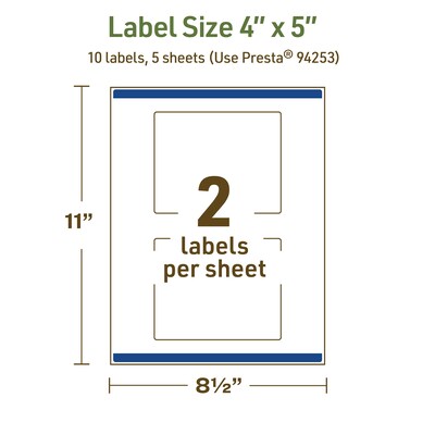 Avery Dissolvable Rectangle Multipurpose Labels, 4" x 5", Off-white, 10/Pack (94253)