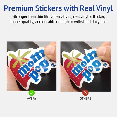 Avery Printable Vinyl Rectangle Multipurpose Labels, 8-1/2" x 11", White, 7/Pack (19479398863)