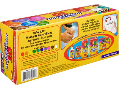 Cra-Z-Art Washable Project Paints, Assorted Colors, 2 Fl. Oz., 10/Pack (10601-4)