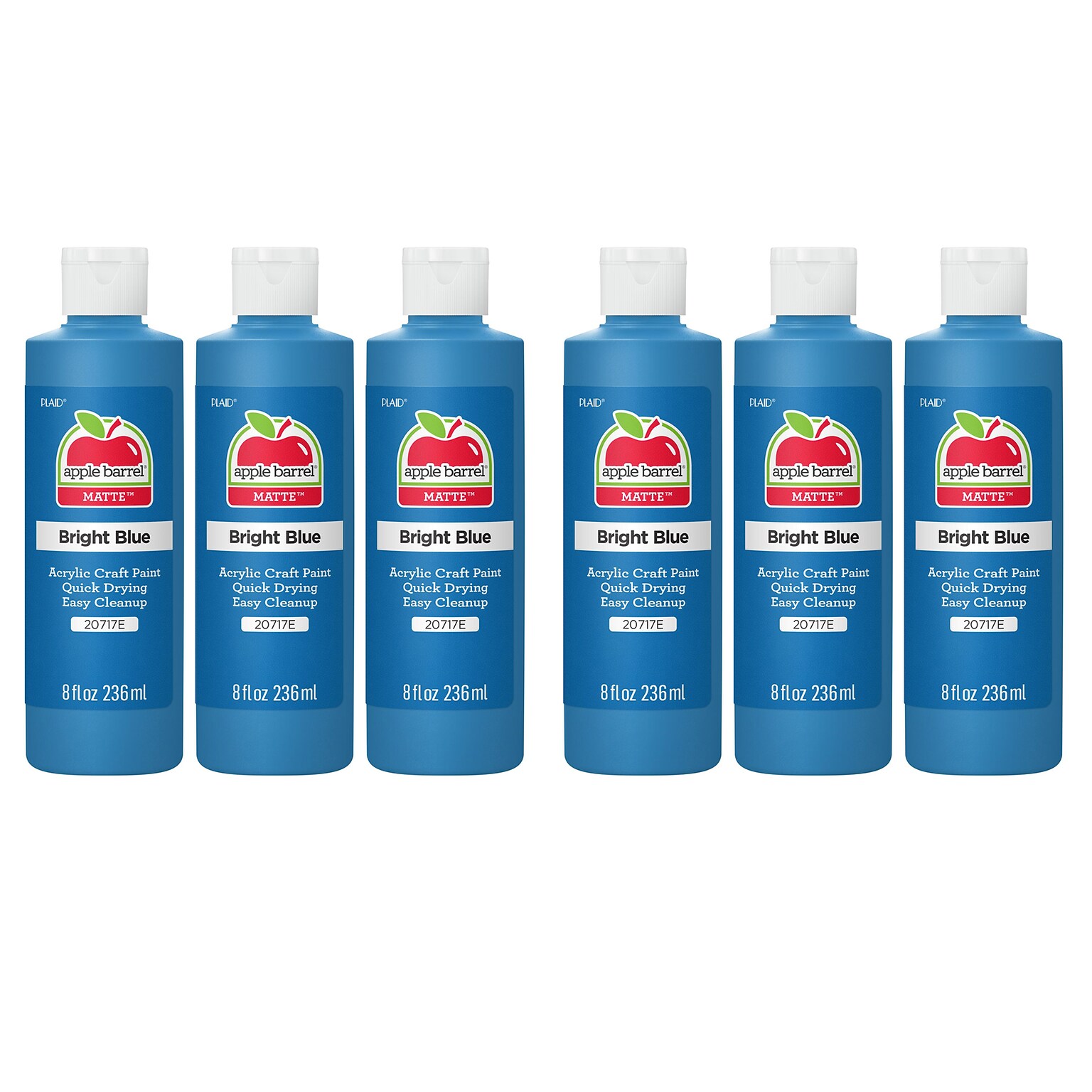 Apple Barrel Acrylic Paint Matte, 8oz., Bright Blue, 6/Pack (APP20717E-6)