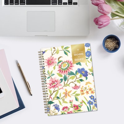 2026-2027 Blue Sky Day Designer Floral Cream 6" x 8" Academic Year Weekly & Monthly Planner, Plastic Cover (158170)