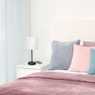 Creekwood Home Oslo 19.50" LED Table Lamp with USB Port, Black/White (CWT-2011-BA)