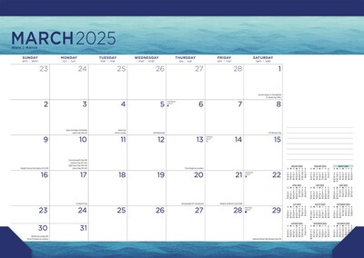 2025 BrownTrout Seaside Currents 17 x 12 Monthly Desk Pad Calendar (9781975481285)