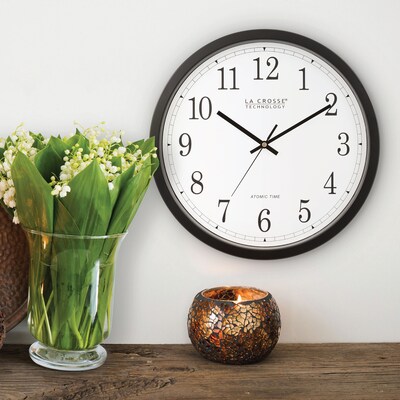 La Crosse Technology Atomic Analog Wall Clock, Plastic, 14"Dia. (WT-3143A)