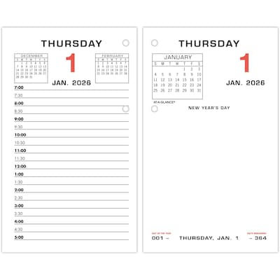 2026 AT-A-GLANCE 6 x 3.5 Daily Desk Calendar Refill Pages, White/Black (E017-50-26)