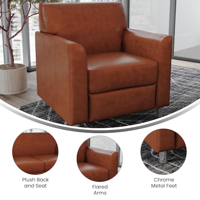Flash Furniture Hercules Diplomat LeatherSoft Reception Chair, Cognac/Chrome Legs (BT8271CGCHR)