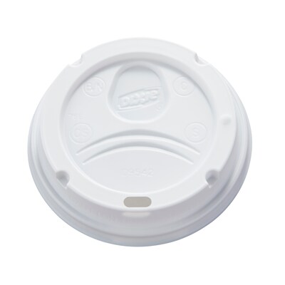 Dixie Dome Plastic Hot Cup Lids, 10-20 oz., White, 500/Carton (9542500DX)