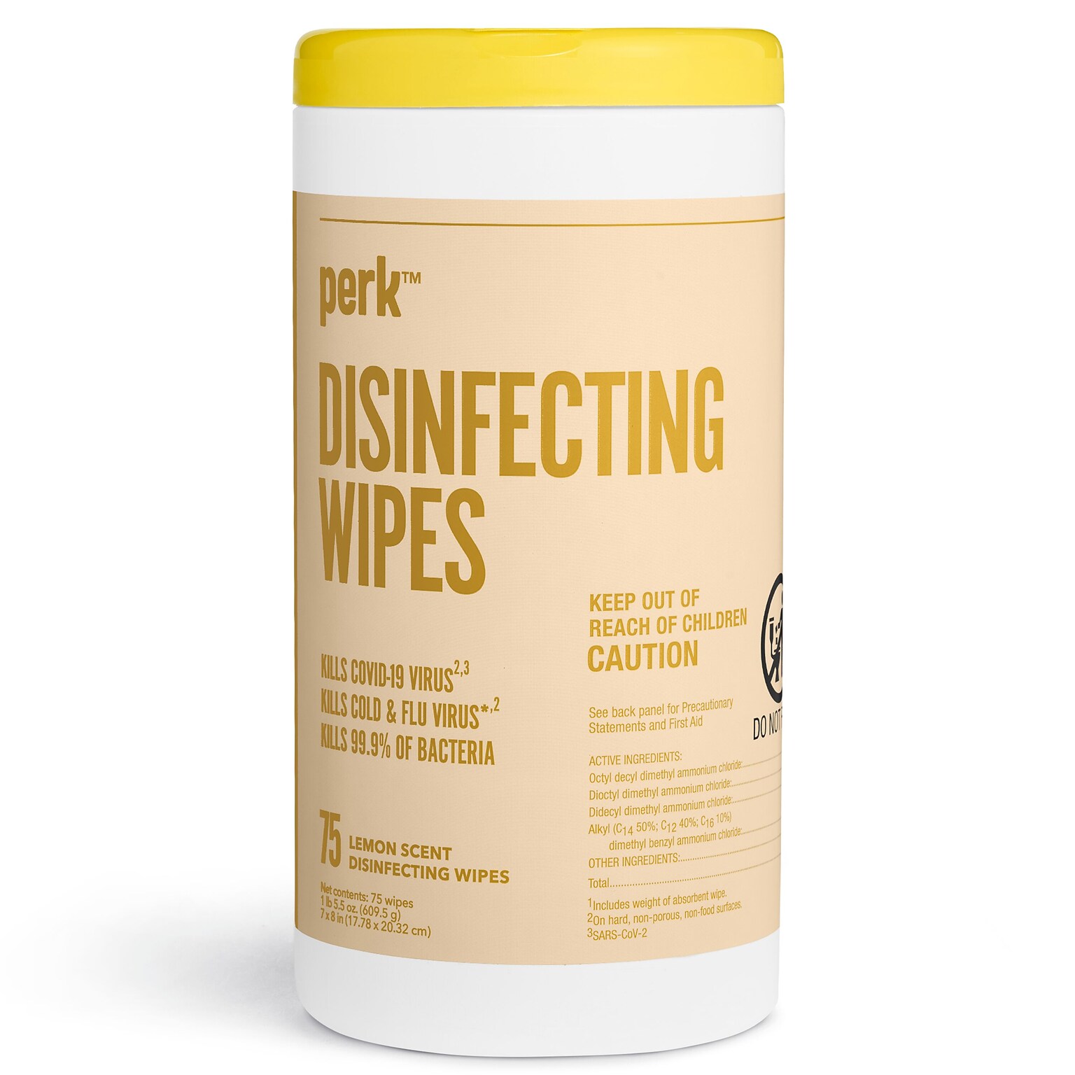 Perk™ Disinfecting Wipes, Lemon, 75 Wipes/Pack (PK56665)