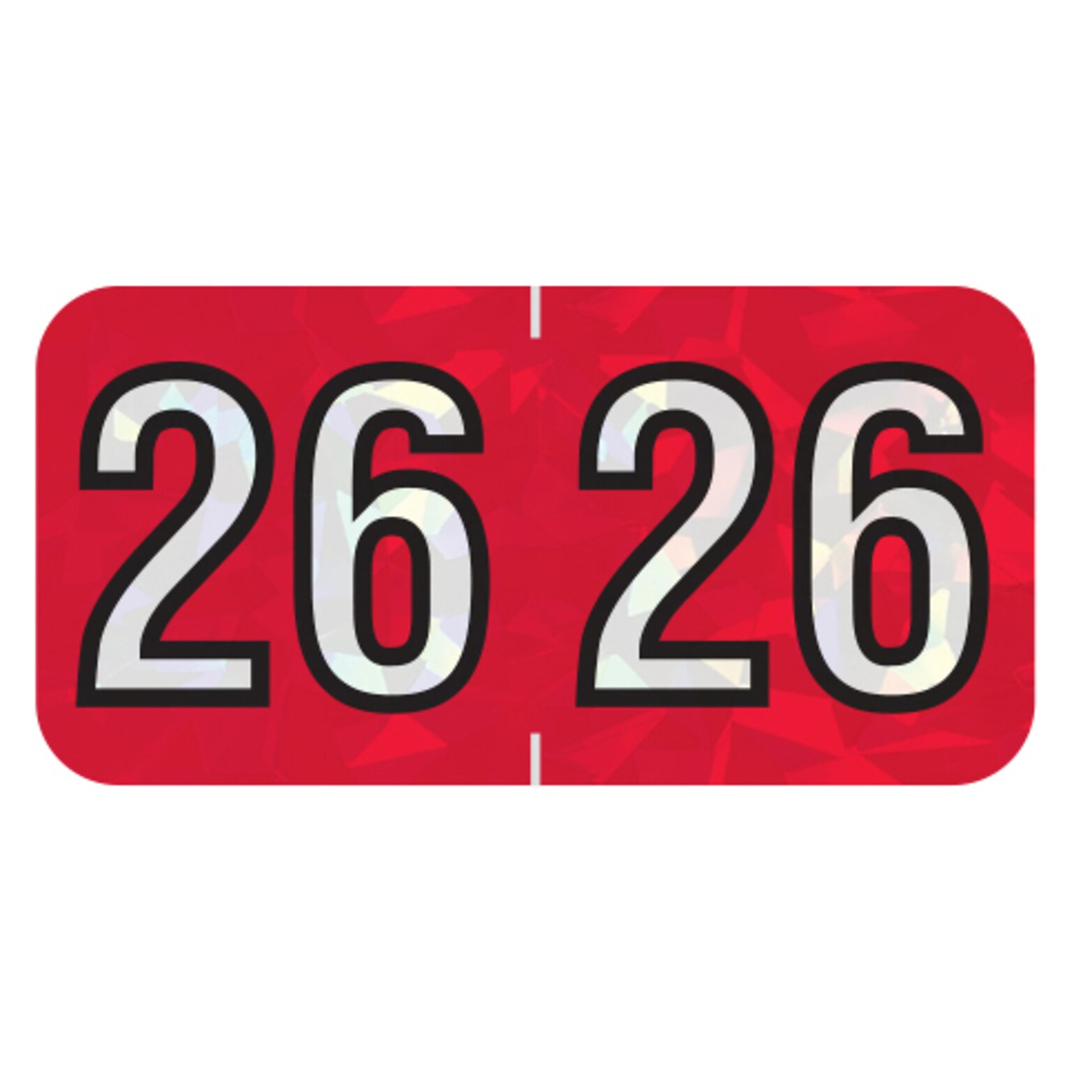 Medical Arts Press Holographic End-Tab Year Labels, 2026, Red, 500/Roll