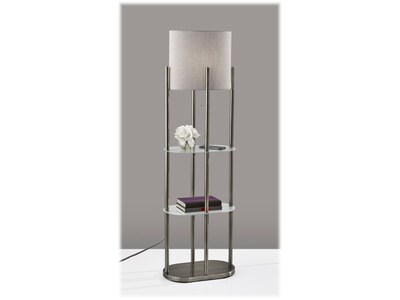 Adesso Norman 60.5" Brushed Steel Floor Lamp with Cylindrical Shade (1518-22)