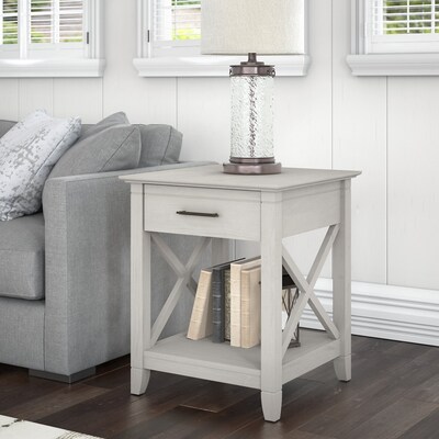 Bush Furniture Key West 20 x 20 End Table, Linen White Oak (KWT120LW-03)