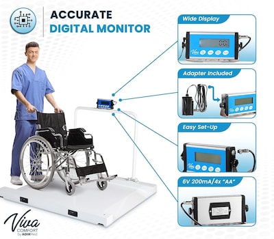 Viva Comfort ME904 Wheelchair Scale, White, 1100 lbs. Capacity, White (ADI904-03-MK)